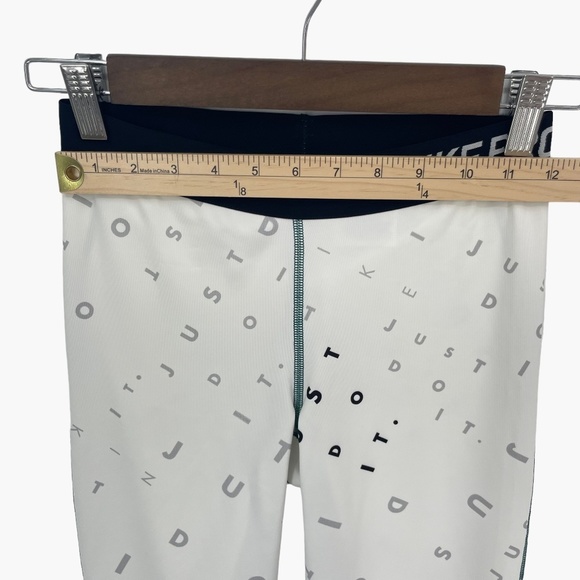 Nike Pro Dri-Fit White Crop Leggings Just Do It Letter Print - Picture 4 of 7